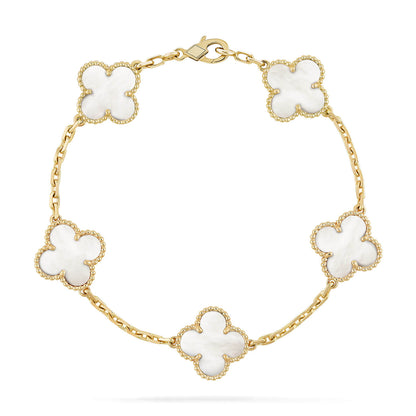 [Royal Jewellery]CLOVER  5 MOTIF WHITE MOP BRACELET