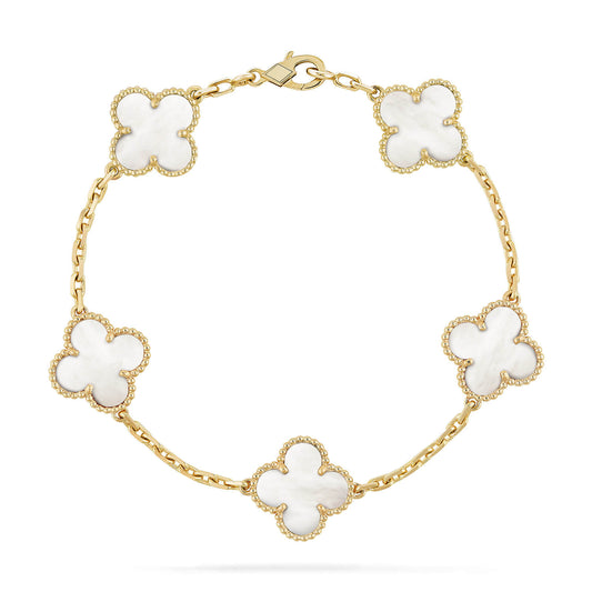[Royal Jewellery]CLOVER  5 MOTIF WHITE MOP BRACELET