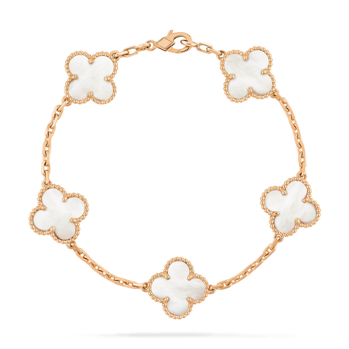 [Royal Jewellery]CLOVER  5 MOTIF WHITE MOP BRACELET