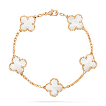 [Royal Jewellery]CLOVER  5 MOTIF WHITE MOP BRACELET