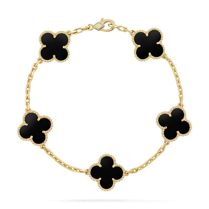 [Royal Jewellery]CLOVER  5 MOTIFS BLACK ONYX BRACELET