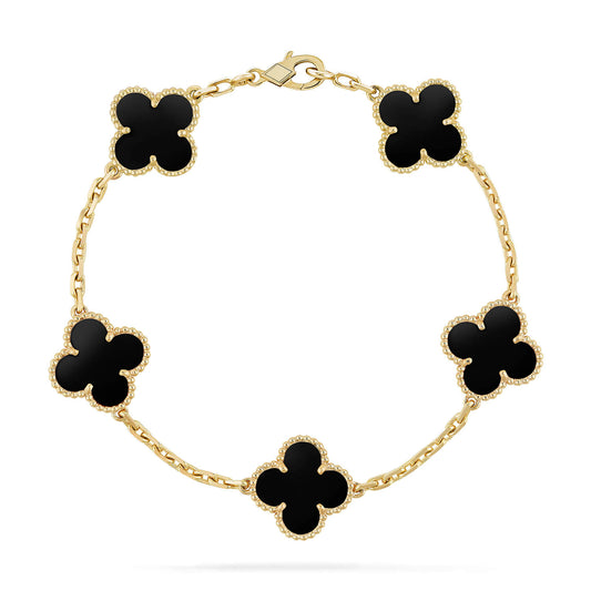 [Royal Jewellery]CLOVER  5 MOTIFS BLACK ONYX BRACELET