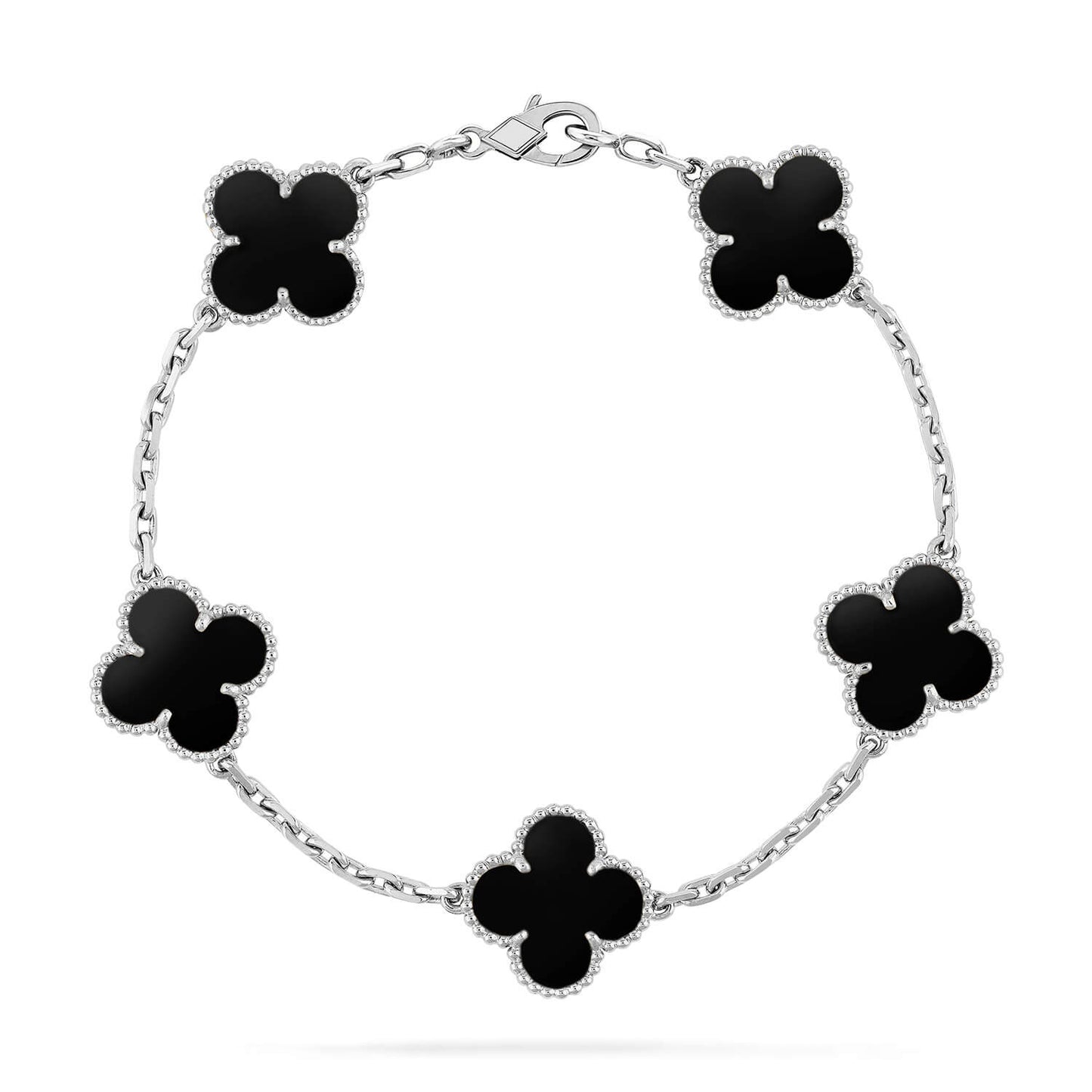 [Royal Jewellery]CLOVER 5 MOTIF ONYXS  BRACELET SILVER