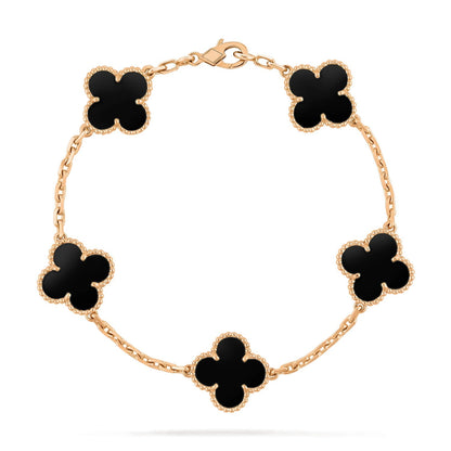[Royal Jewellery]CLOVER  5 MOTIFS BLACK ONYX BRACELET