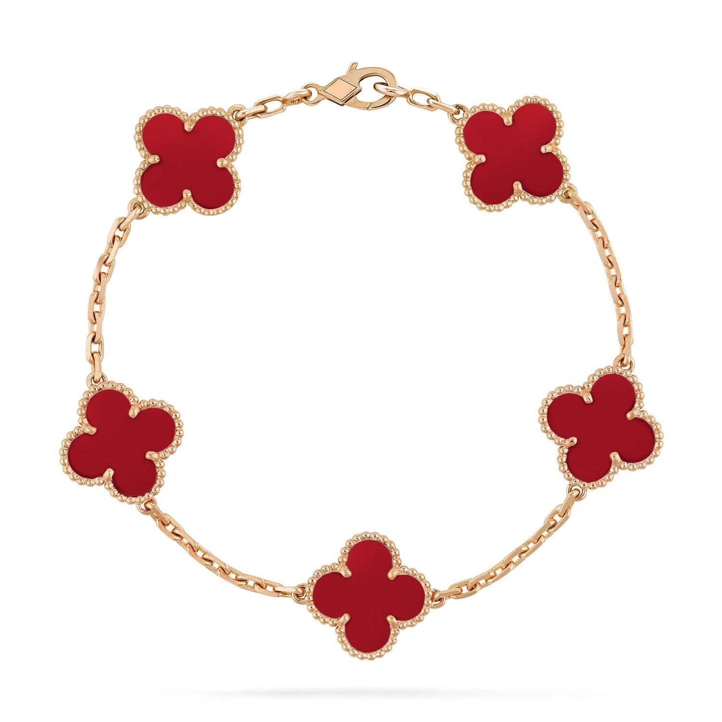 [Royal Jewellery]CLOVER 5 MOTIFS RED AGATE  BRACELET