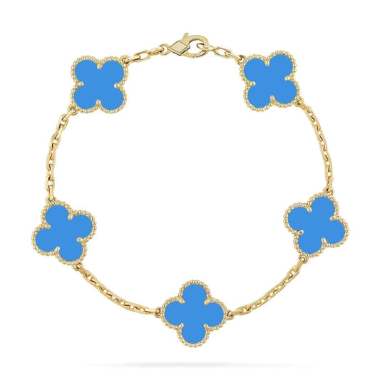 [Royal Jewellery]CLOVER 5 MOTIFS BLUE AGATE BRACELET