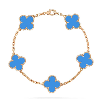[Royal Jewellery]CLOVER 5 MOTIFS BLUE AGATE BRACELET
