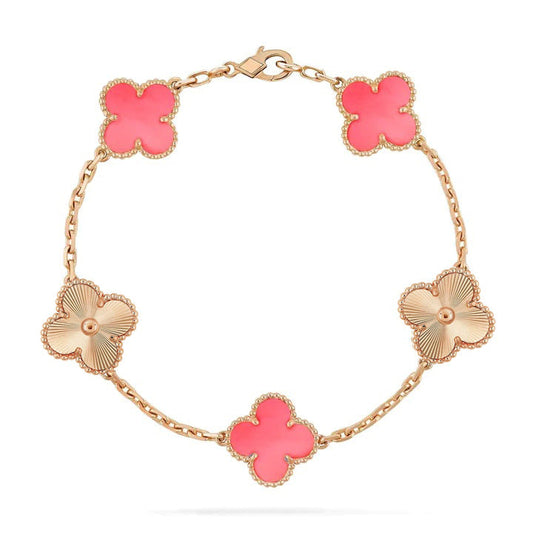 [ROYAL]CLOVER BRACELET 5 MOTIF PINK AND PINK GOLD