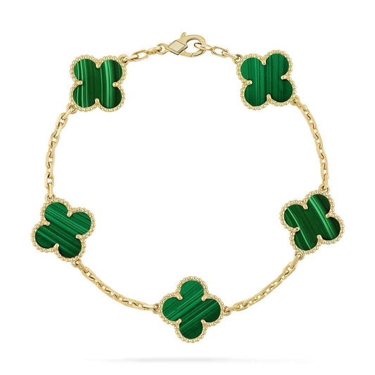 [Royal Jewellery]CLOVER 5 MOTIFS MALACHITE BRACELET