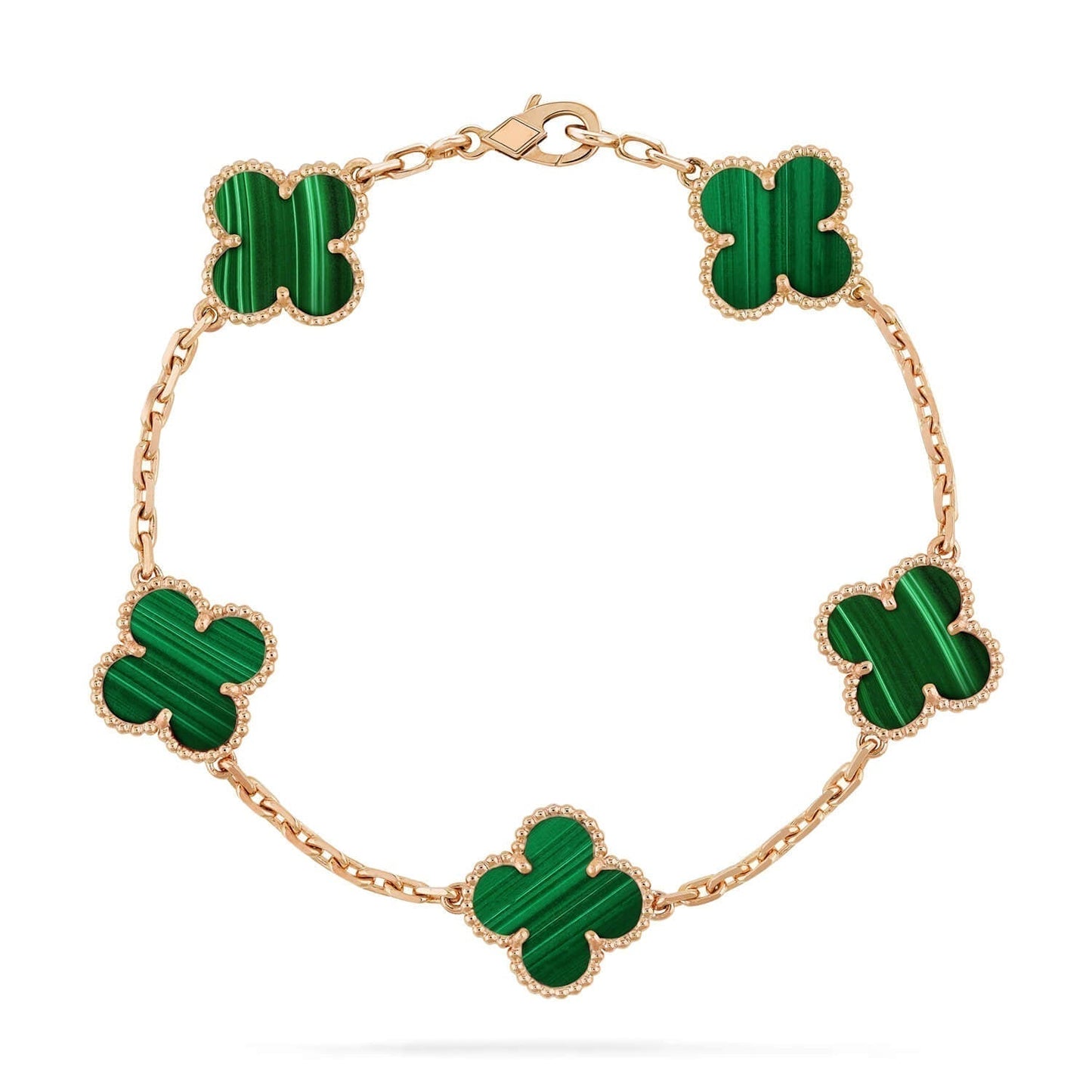 [Royal Jewellery]CLOVER 5 MOTIFS MALACHITE BRACELET