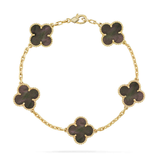 [Royal Jewellery]CLOVER 5 MOTIF GRAY MOP  BRACELET