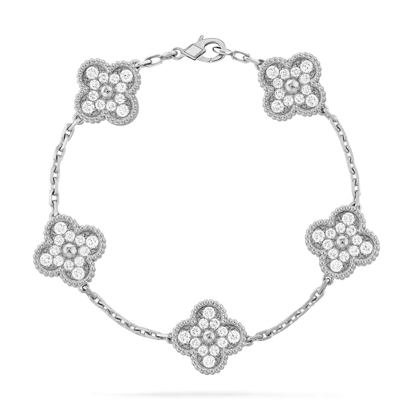[Royal Jewellery]CLOVER 5 MOTIFS  DIAMOND BRACELET SILVER