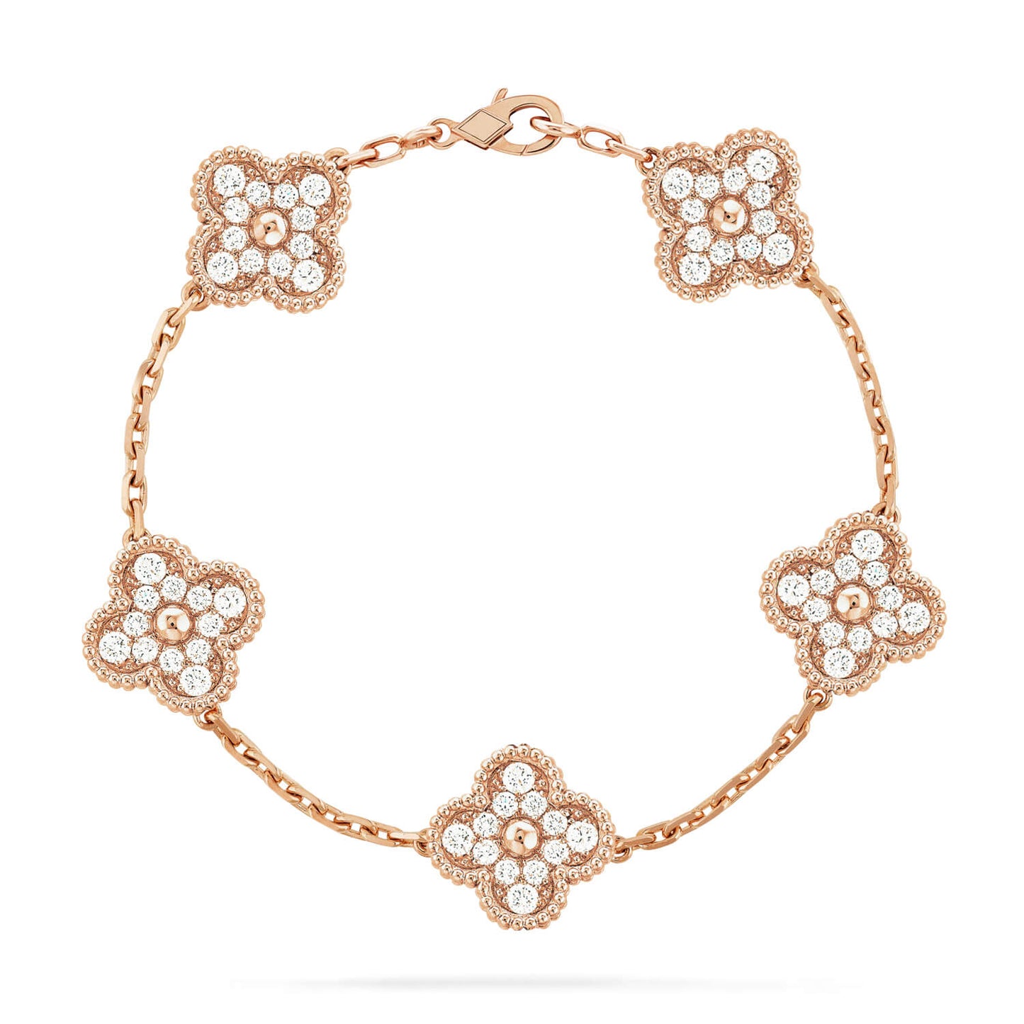 [Royal Jewellery]CLOVER 5 MOTIFS  FULL DIAMOND BRACELET