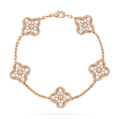 [Royal Jewellery]CLOVER 5 MOTIFS  FULL DIAMOND BRACELET