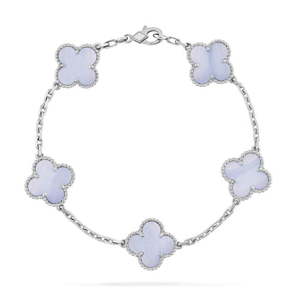 [Royal Jewellery]CLOVER  5 MOTIF PURPLE CHALCEDONY BRACELET SILVER