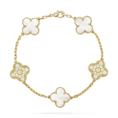 [ROYAL]CLOVER BRACELET 5 MOTIF WHITE MOP DIAMOND