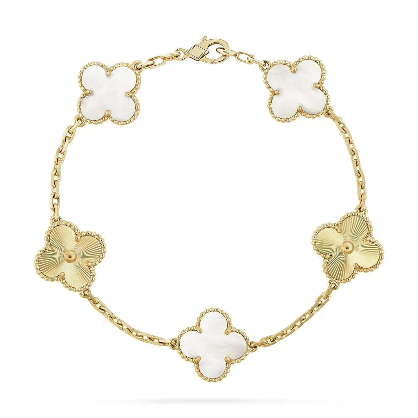 [Royal Jewellery]CLOVER BRACELET 5 MOTIF WHITE MOP PINK GOLD