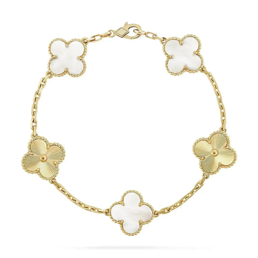 [Royal Jewellery]CLOVER BRACELET 5 MOTIF WHITE MOP PINK GOLD