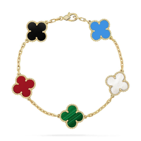 [Royal Jewellery]CLOVER 5 MOTIFS MULTICOLOR  BRACELET