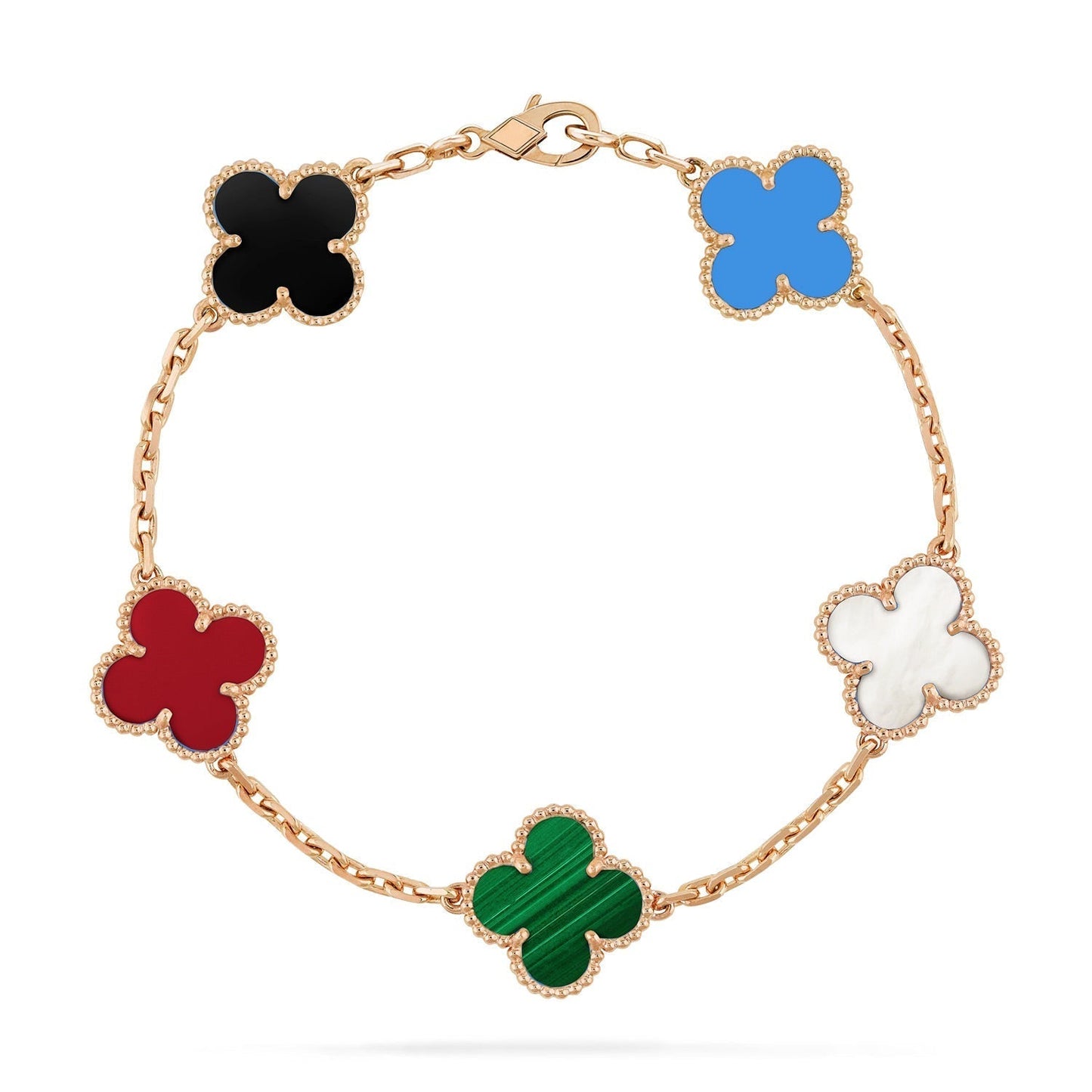 [Royal Jewellery]CLOVER 5 MOTIFS MULTICOLOR BRACELET