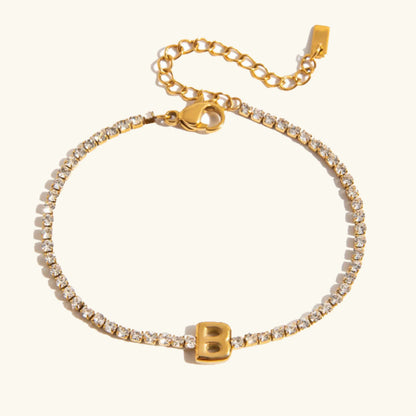 [Royal&Vicky]Avaria Tennisarmband mit Buchstaben-Anhängern