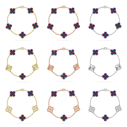 [Royal Jewellery]CLOVER 5 MOTIF COLOR GEMSTONES BRACELET COLLECTION