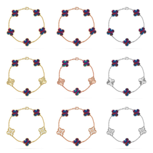 [Royal Jewellery]CLOVER 5 MOTIF COLOR GEMSTONES BRACELET COLLECTION