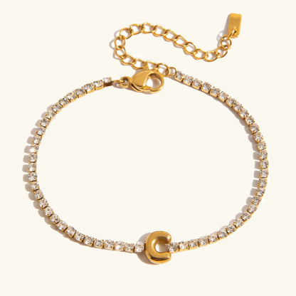 [Royal&Vicky]Avaria Tennisarmband mit Buchstaben-Anhängern