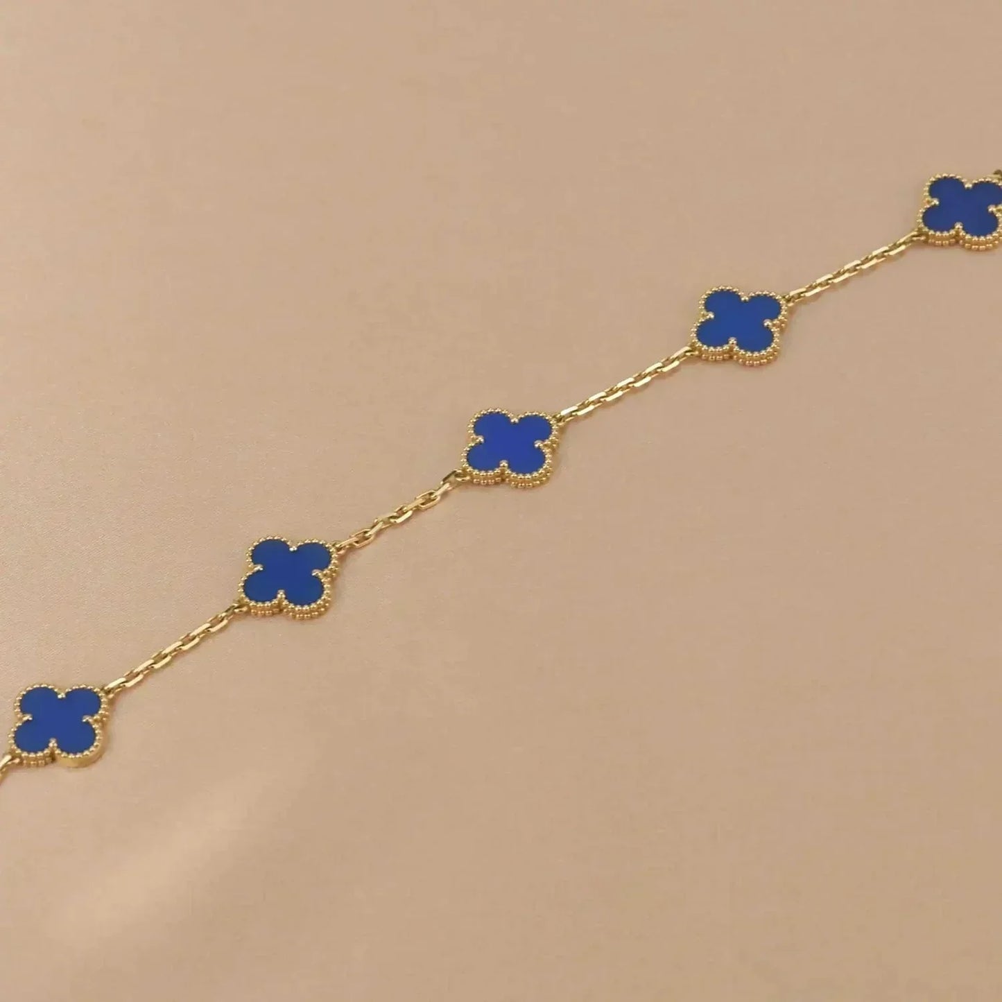 [Royal Jewellery]CLOVER 5 MOTIFS BLUE AGATE BRACELET