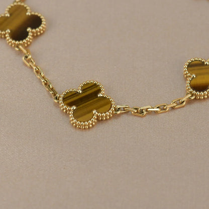 [Royal Jewellery] CLOVER 5 MOTIFS TIGER EYE BRACELET COLLECTION