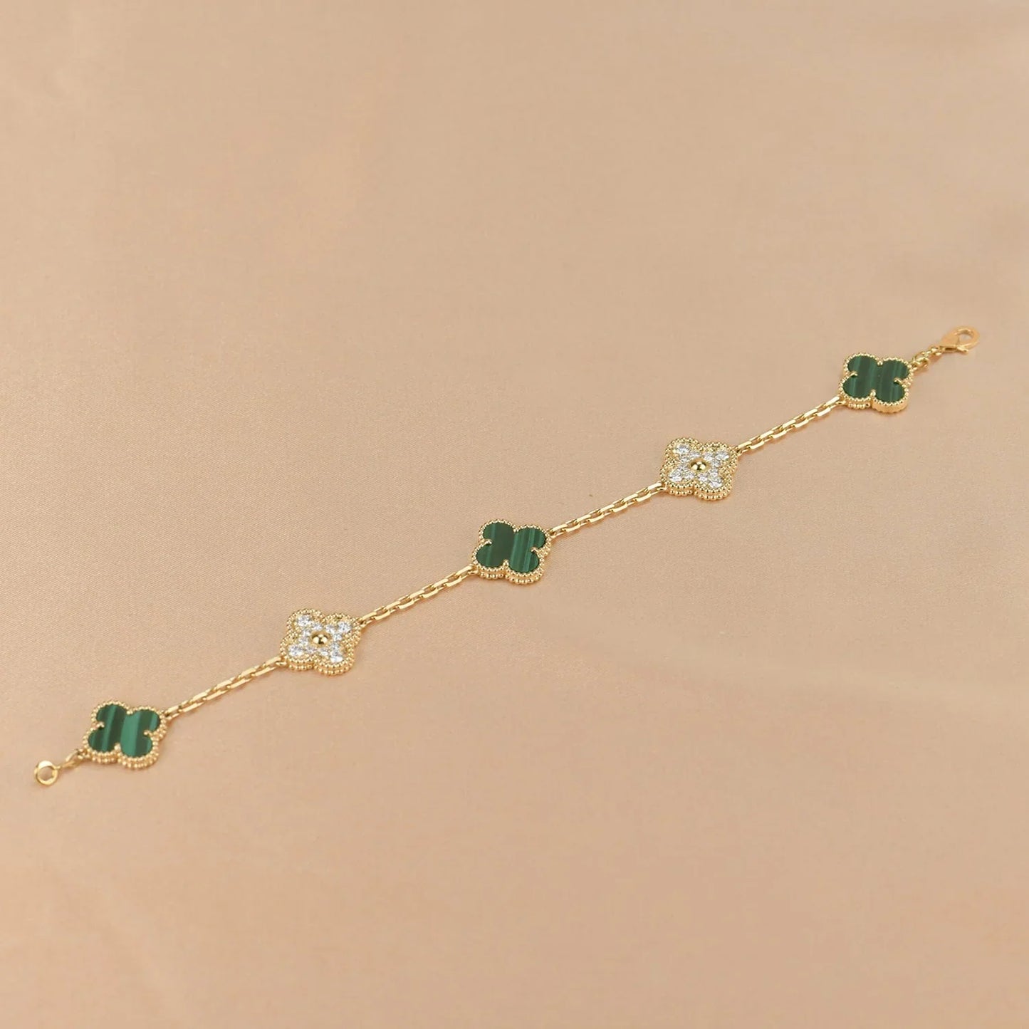 [Royal Jewellery] CLOVER 5 MOTIF MALACHITE BRACELET COLLECTION
