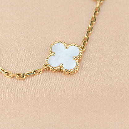 [Royal Jewellery]CLOVER  5 MOTIF WHITE MOP BRACELET