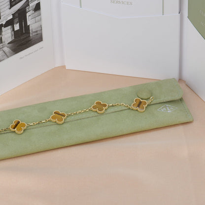 [Royal Jewellery]CLOVER  5 MOTIFS TIGER EYE BRACELET