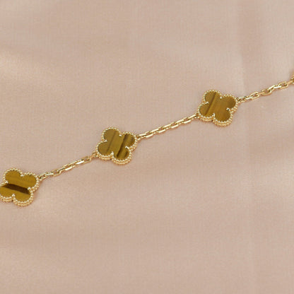 [ROYAL]CLOVER  5 MOTIFS TIGER EYE BRACELET