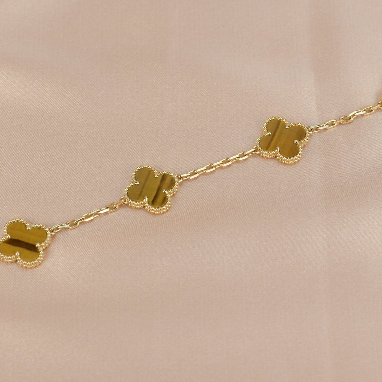 [Royal Jewellery]CLOVER  5 MOTIFS TIGER EYE BRACELET