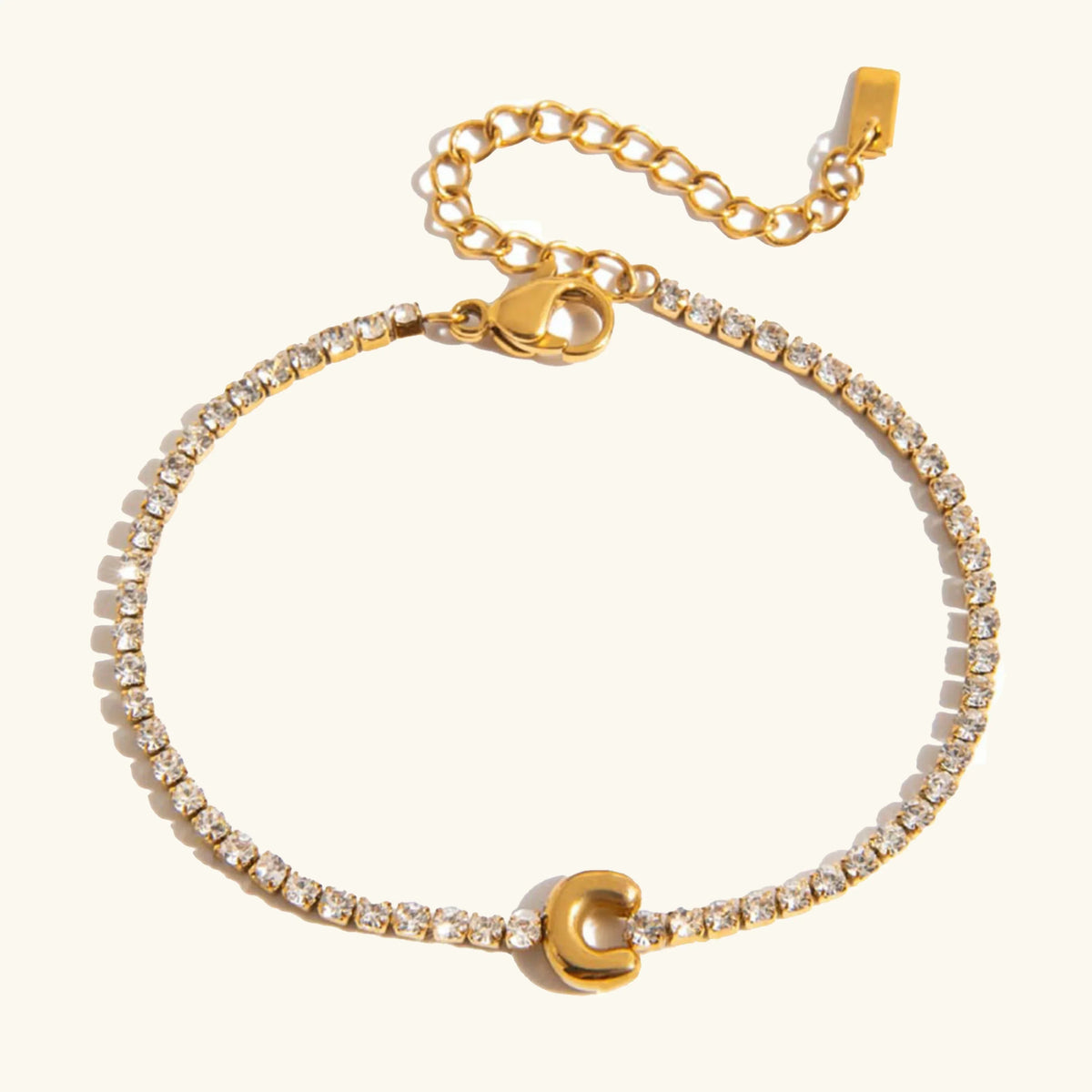 [Royal&Vicky]Avaria Tennisarmband mit Buchstaben-Anhängern