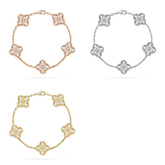 [Royal Jewellery] CLOVER 5 MOTIF FULL DIAMOND BRACELET COLLECTION