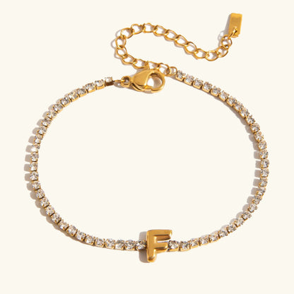 [Royal&Vicky]Avaria Tennisarmband mit Buchstaben-Anhängern