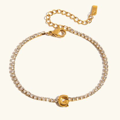 [Royal&Vicky]Avaria Tennisarmband mit Buchstaben-Anhängern
