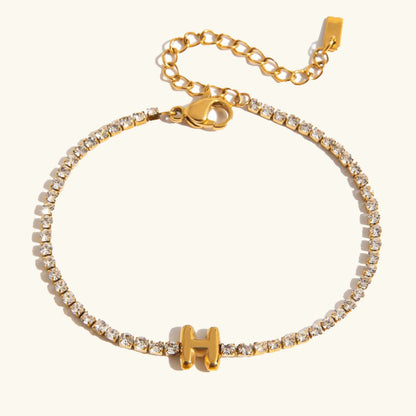 [Royal&Vicky]Avaria Tennisarmband mit Buchstaben-Anhängern