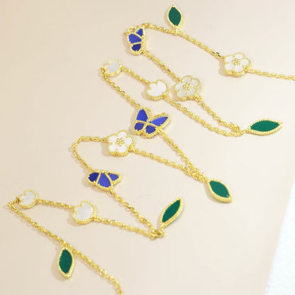 [Royal Jewellery]LUCKY SPRING BUTTERFLY 15 FLOWER NECKLACE