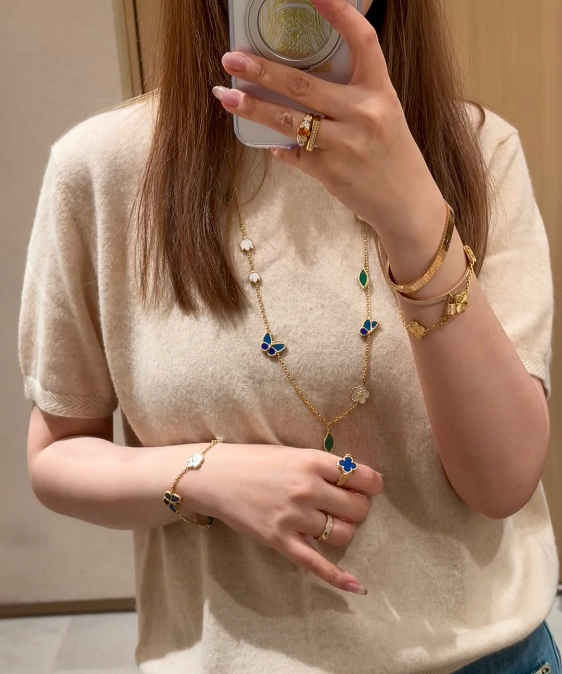 [Royal Jewellery]LUCKY SPRING BUTTERFLY 15 FLOWER NECKLACE