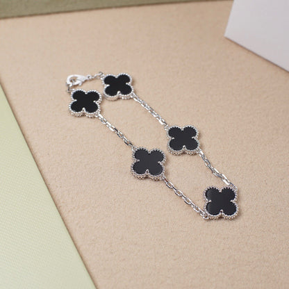 [Royal Jewellery]CLOVER 5 MOTIF ONYXS  BRACELET SILVER