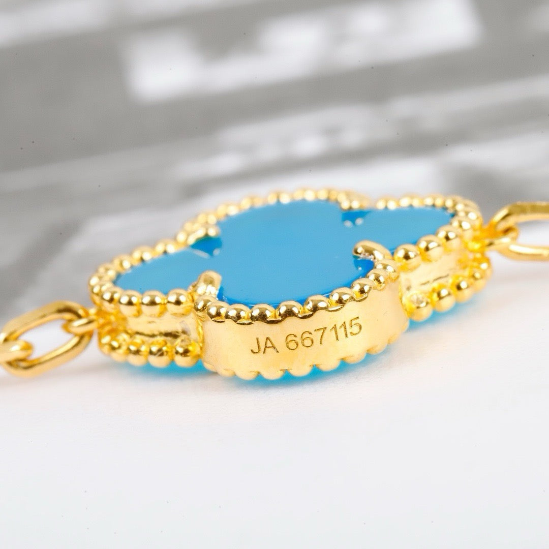 [Royal Jewellery]CLOVER 5 MOTIFS TURQUOISE BRACELET