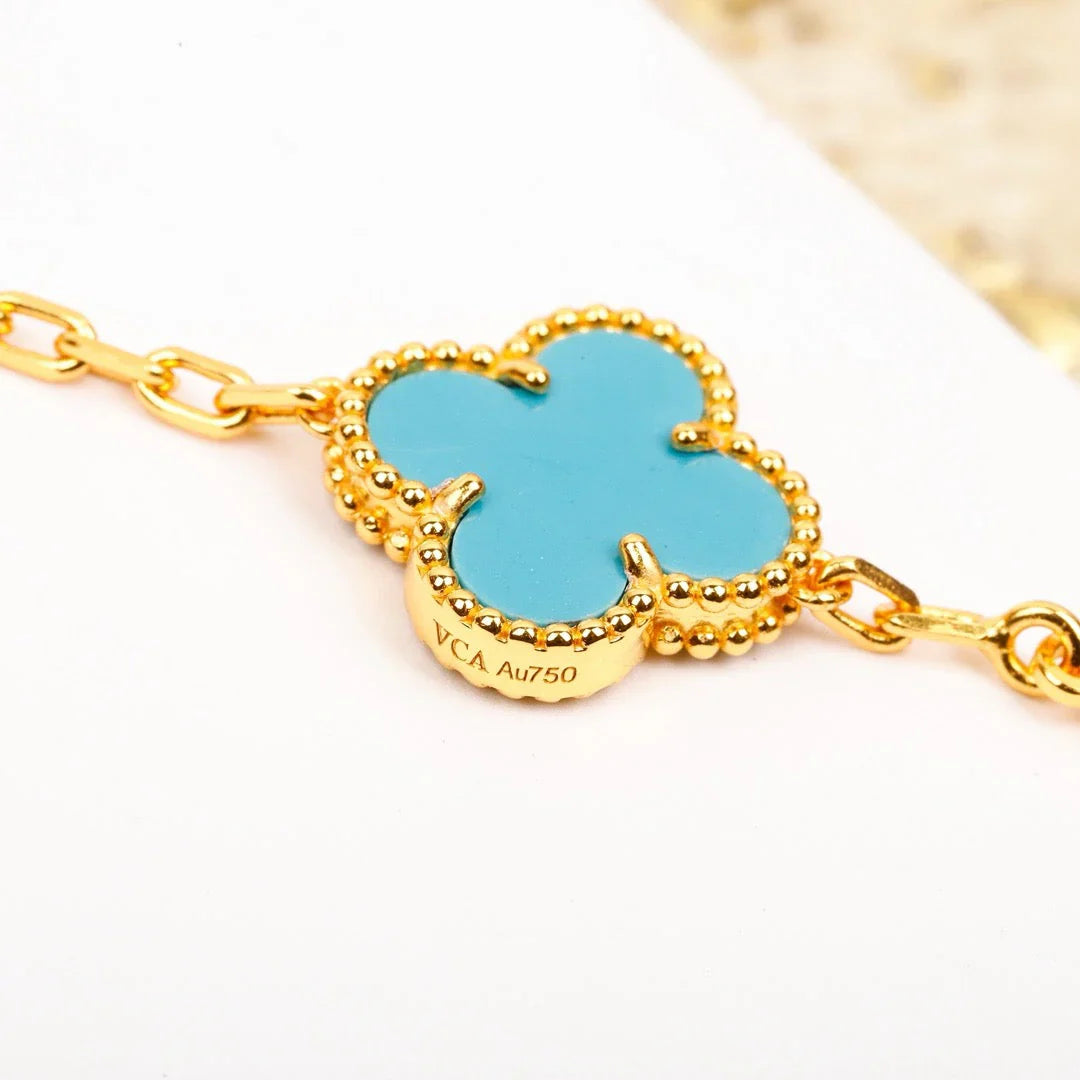 [Royal Jewellery] CLOVER 5 MOTIF TURQUOISE BRACELET COLLECTION