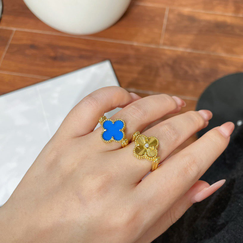 [Royal Jewellery]CLOVER RIVERSIBLE BLUE AGATE RING