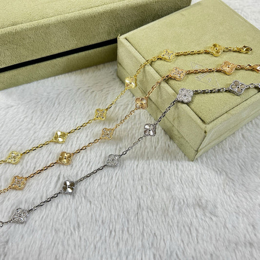 [Royal Jewellery]CLOVER 6 MOTIF DIAMOND LASER BRACELET