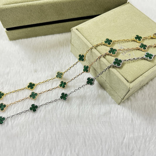 [Royal Jewellery]CLOVER 6 MOTIF MALACHITE BRACELET