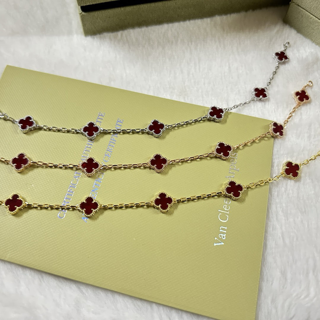 [Royal Jewellery]CLOVER 6 MOTIF RED AGATE BRACELET