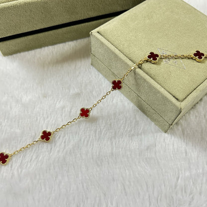 [Royal Jewellery]CLOVER 6 MOTIF RED AGATE BRACELET